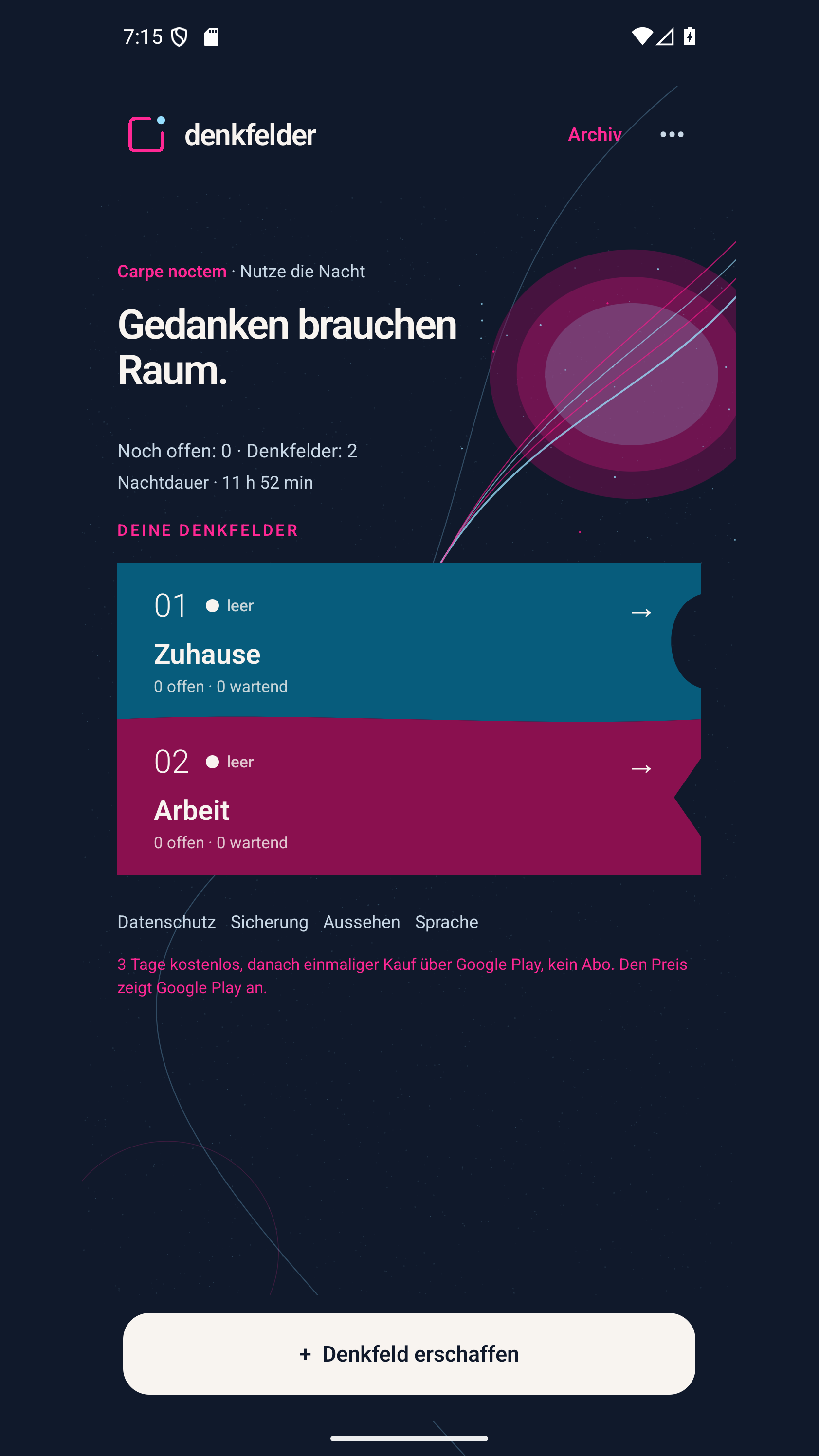 Denkfelder app screenshot